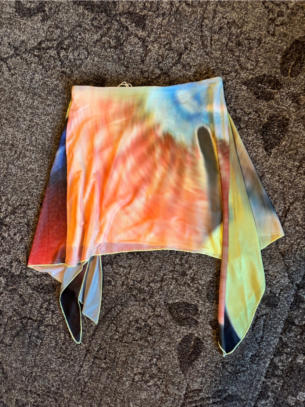 Peppermayo Yellow Red Blue Gradient Asymmetrical Handkerchief Skirt - Picture 6 of 7